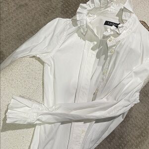 Lauren Ralph Lauren Crisp White Ruffle Blouse